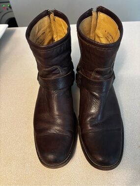 Womens Dark Brown Leather Frye Ankle Boots